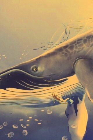 Кит и девушка обои