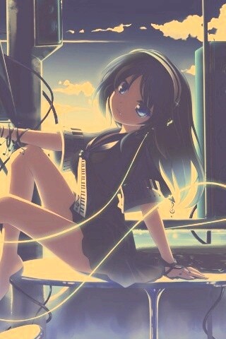 Девочка с плеером обои