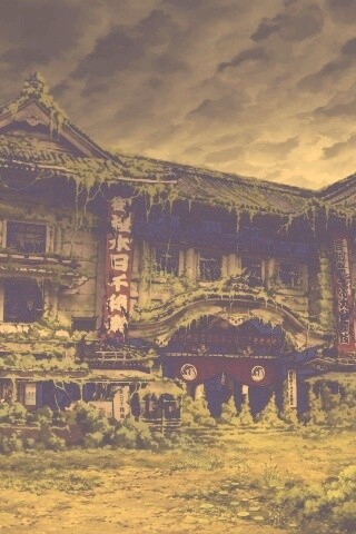 Заброшенное японское здание обои