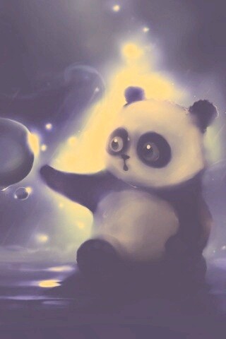 Панда и пузырек обои