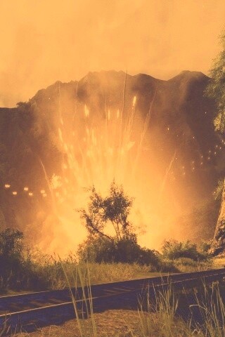 Взрыв в кустах обои