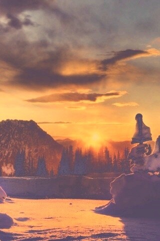 Зимнее солнце обои