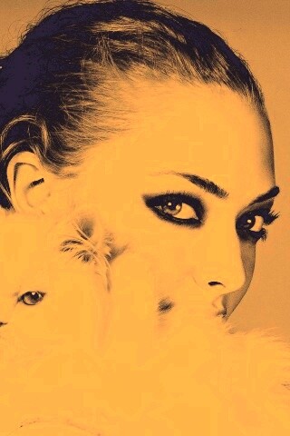 Девушка с кошкой обои