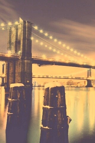 Бруклинский мост зимой HDR обои