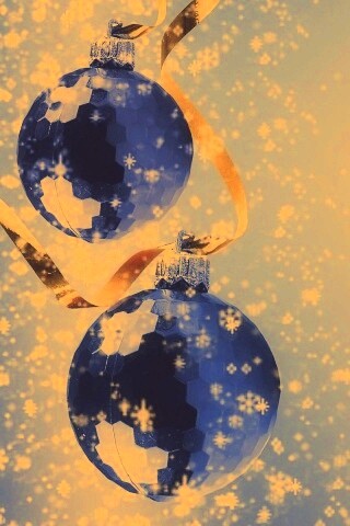 Синие новогодние шары обои