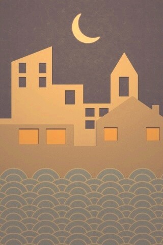 Ночной город на реке обои