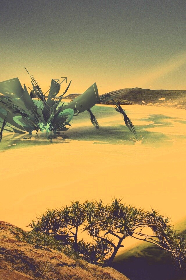 Робот на побережье обои