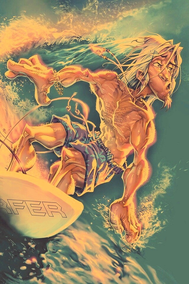 Карикатура на серфера обои