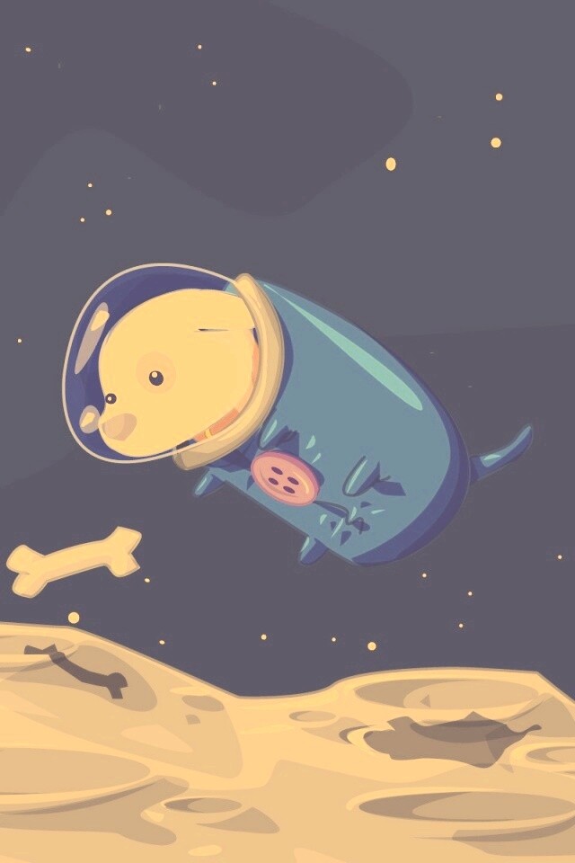 Собачка на луне обои