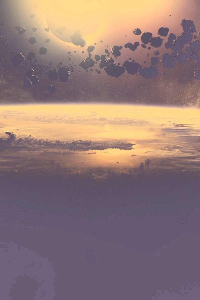 Пояс астероидов над планетой обои