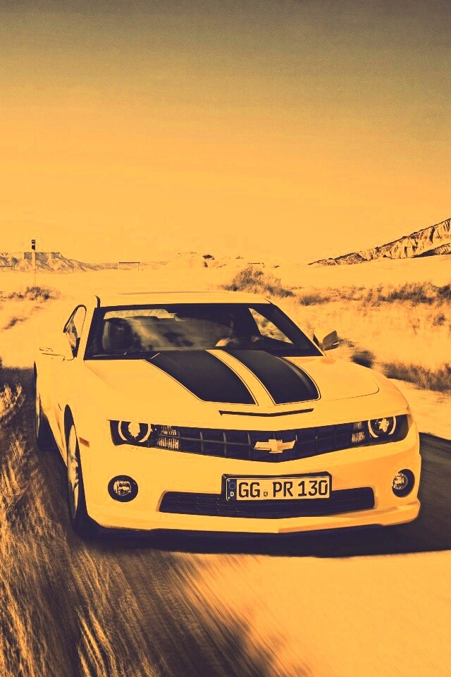 Камаро на пустынной дороге обои