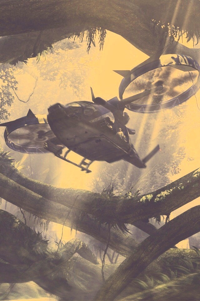 Вертолет в инопланетных джунглях обои