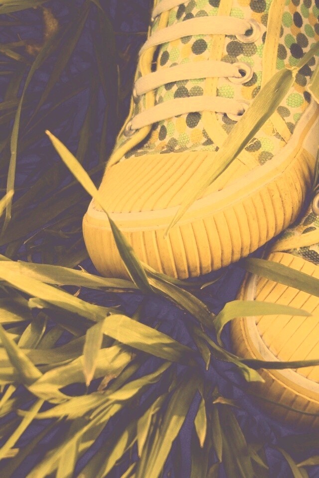 Желтые кеды в горошек обои