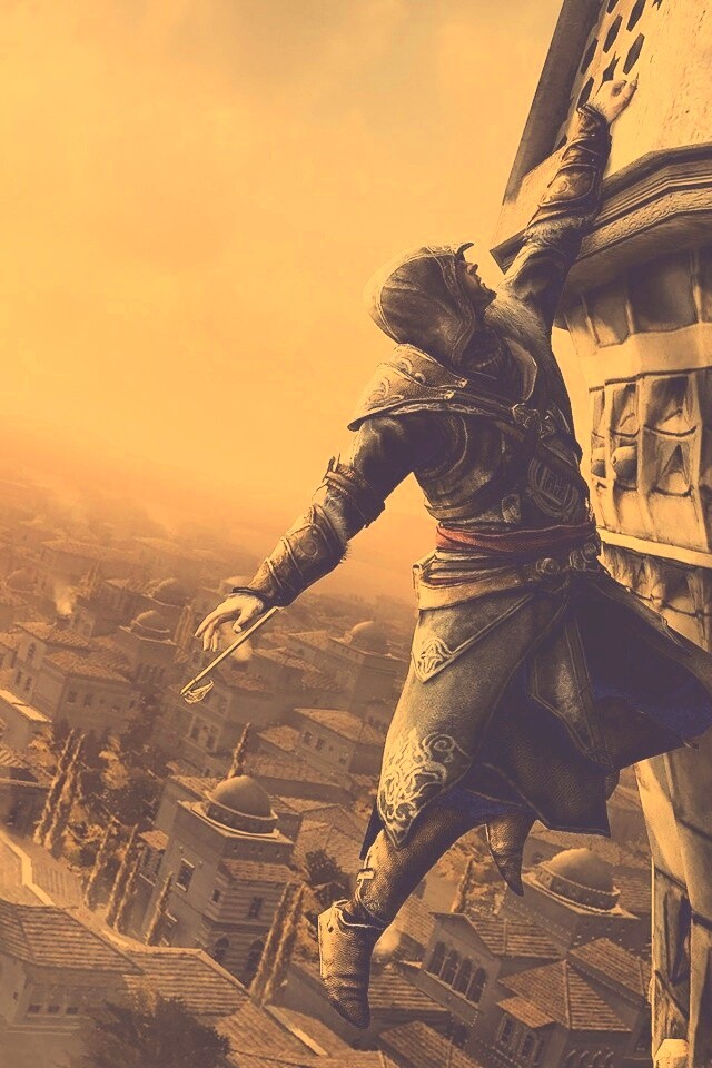 Ассасин лезет на башню обои