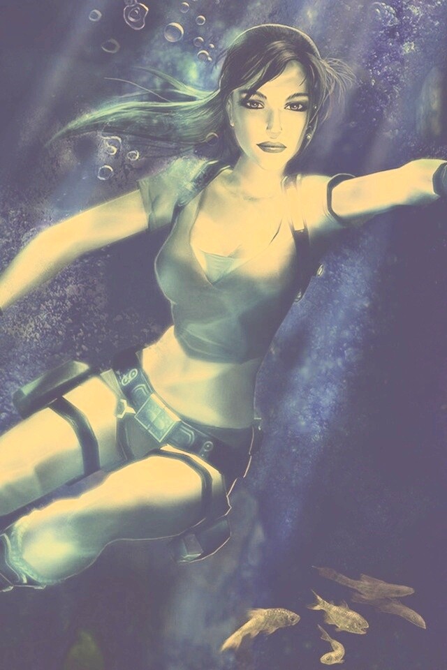 Лара под водой обои