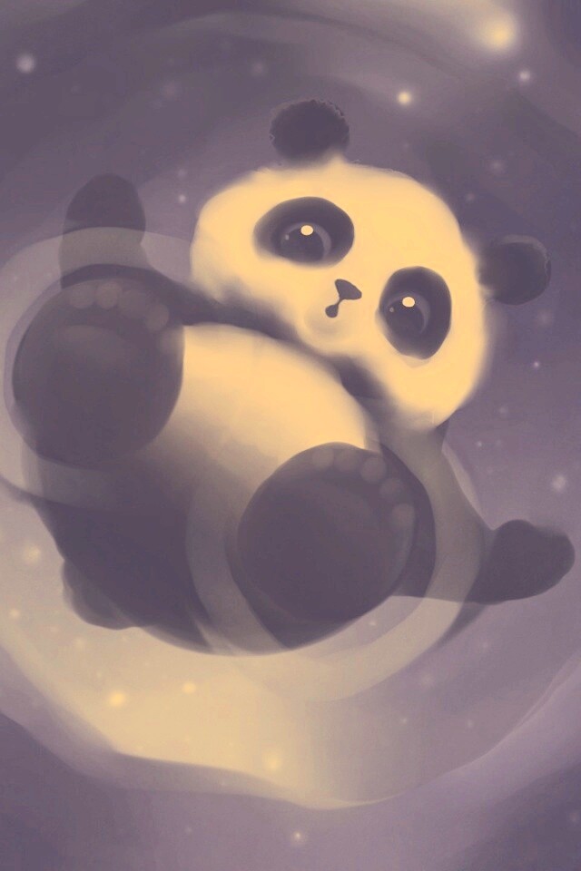Маленькая панда и лужа обои