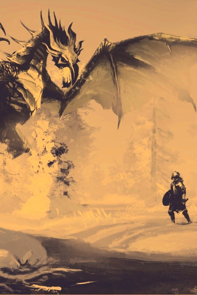 Скайрим: битва с ледяным драконом обои