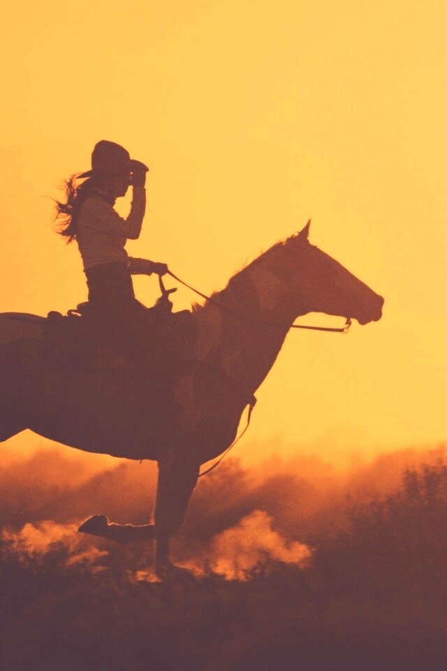 Наездница на закате обои