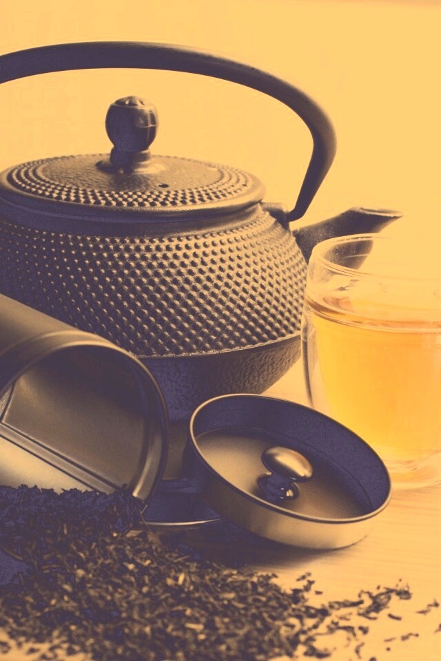 Черный чайный набор обои