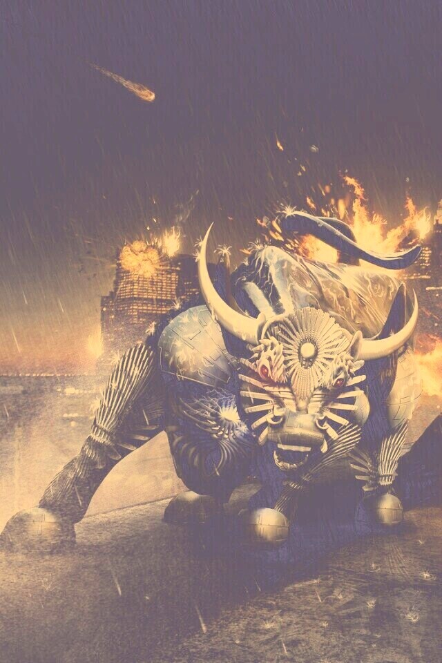 Воин и бык на крыше обои