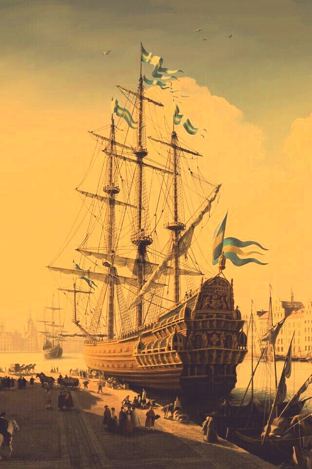 Парусник на набережной обои