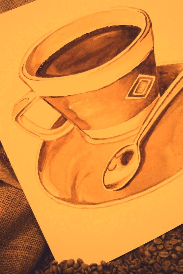 Нарисованная чашка кофе обои