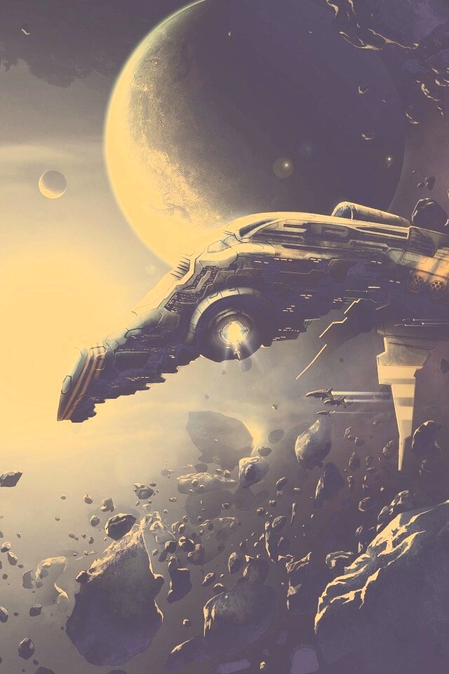 Полет в астероидах обои