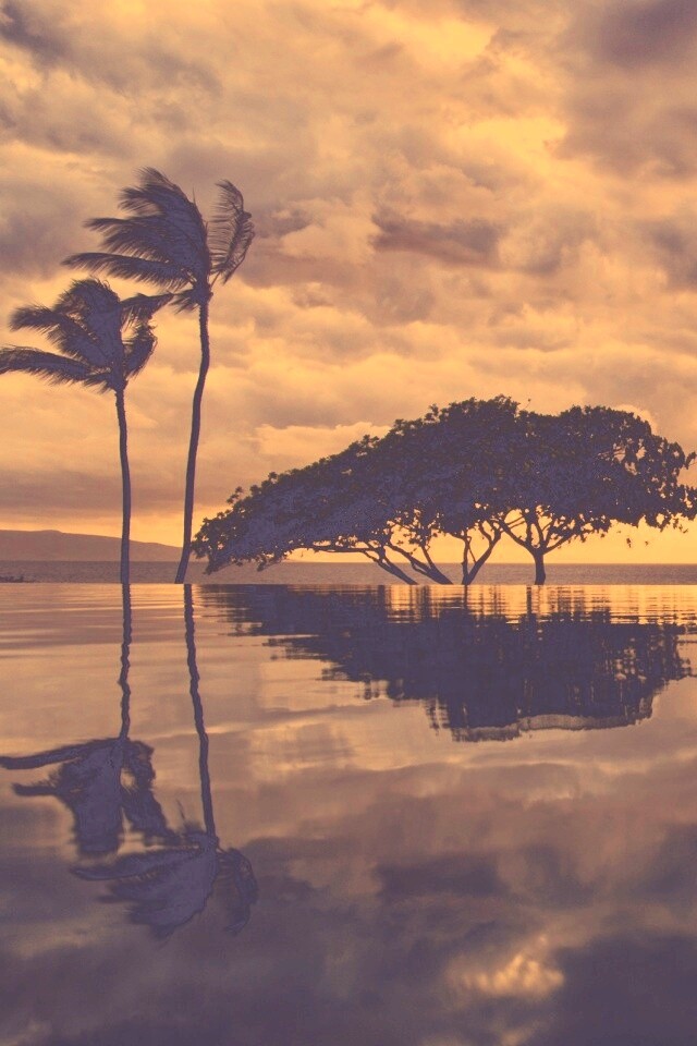 Восход над озером обои