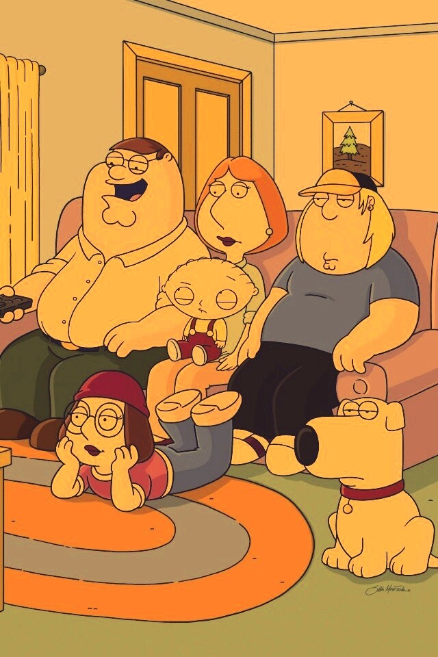 Гриффины всей семьей перед телевизором обои