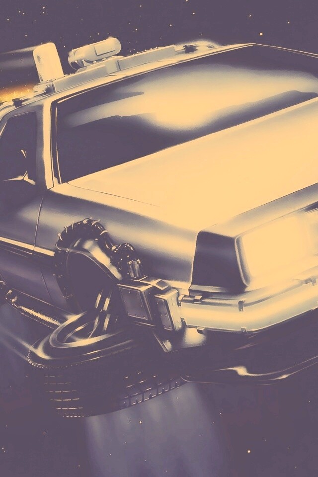 Летающий Делореан обои