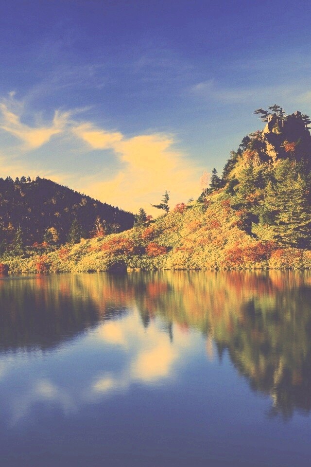 Берег озера в Японии обои