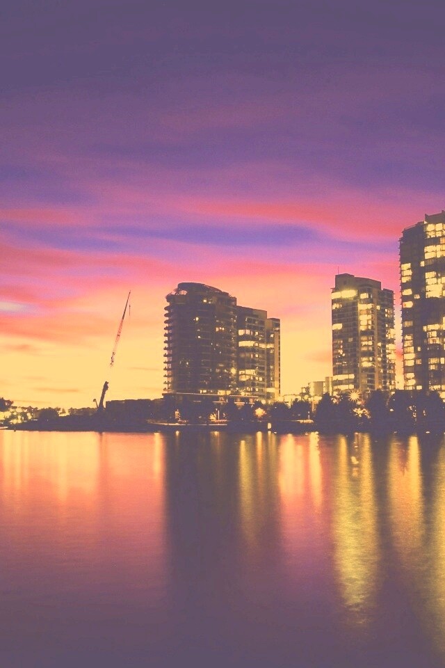 Фиолетовый закат в Ванкувере обои