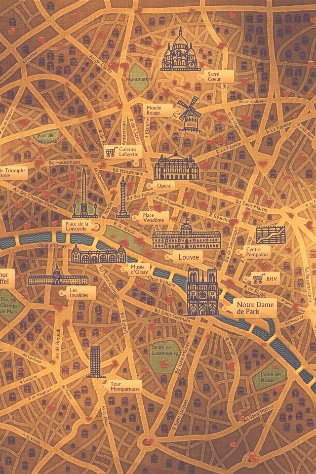 Карта Парижа обои