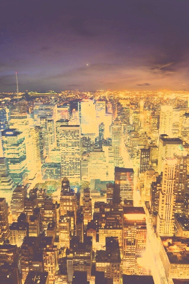 Вид на ночной Нью-Йорк обои