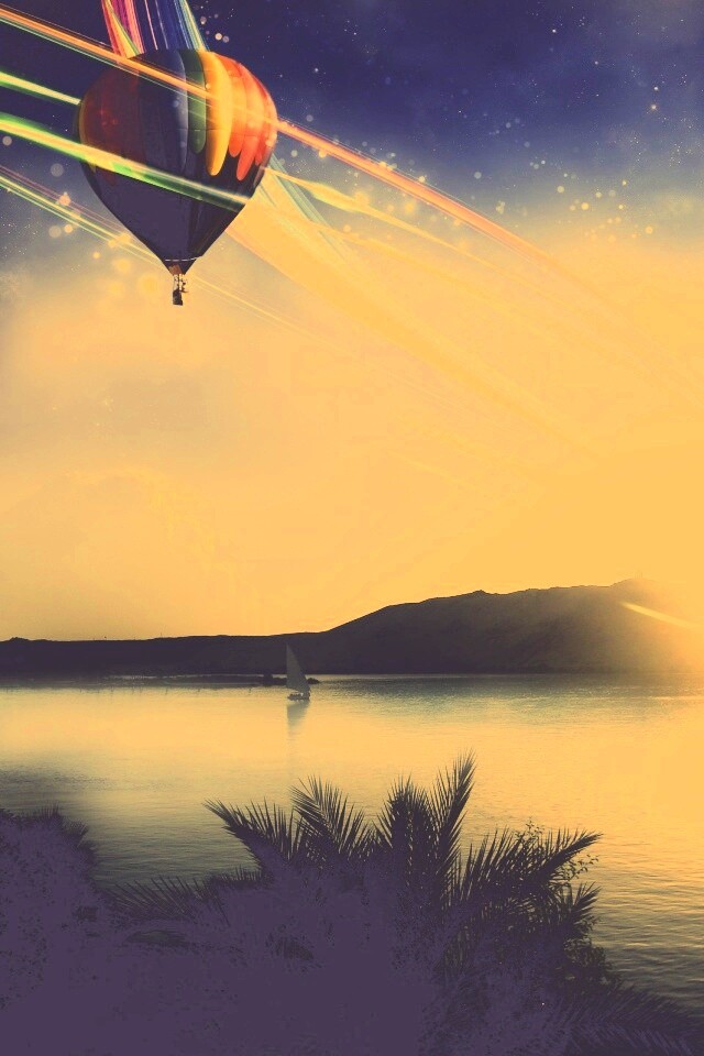 Радужный воздушный шар обои