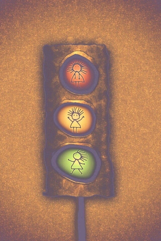 Нарисованный светофор обои