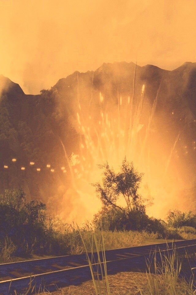 Взрыв в кустах обои