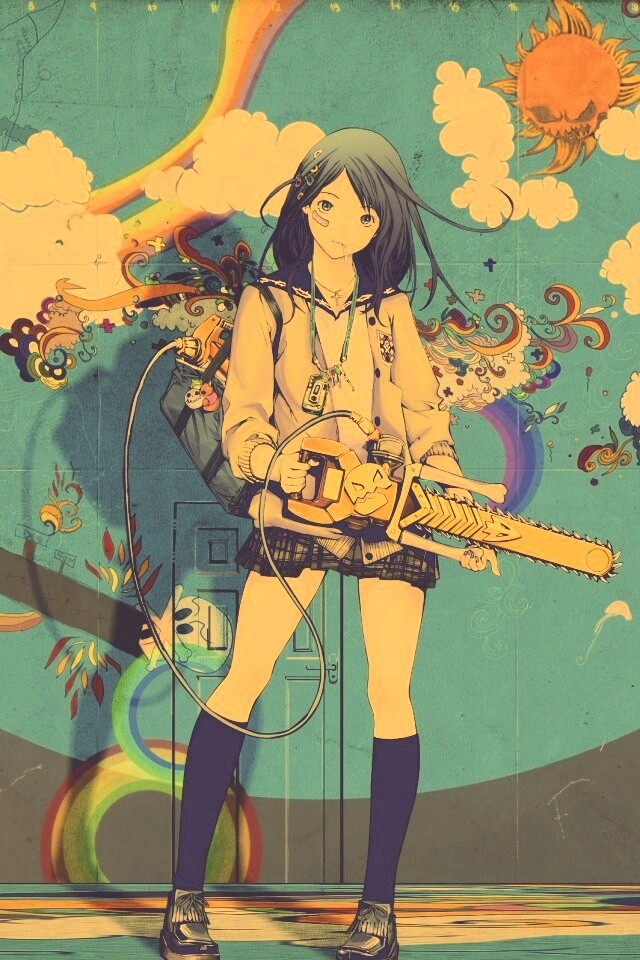 Девушка с бензопилой обои