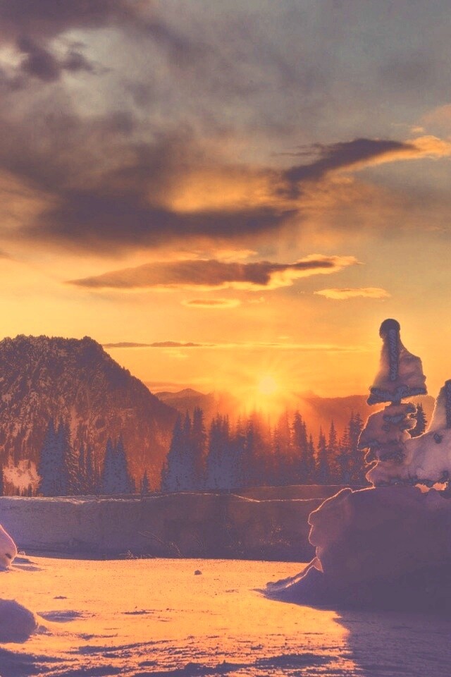 Зимнее солнце обои