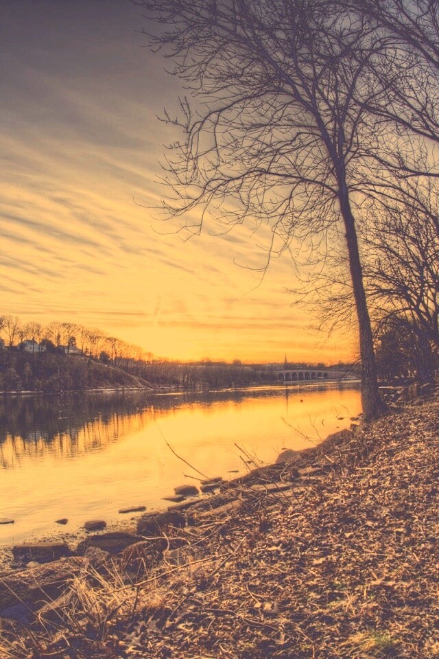 Осенний закат обои