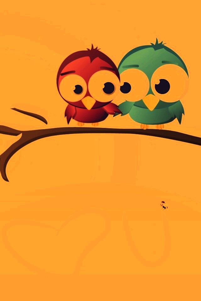 Две птички на ветке щебечут о любви обои