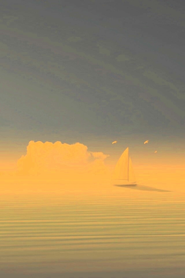 Голубые обои под хорошее настроение с парусником обои