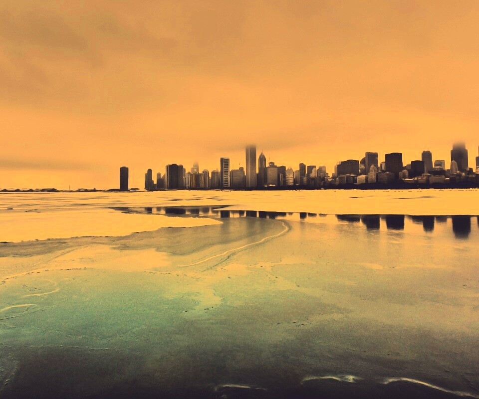 Зимний город обои