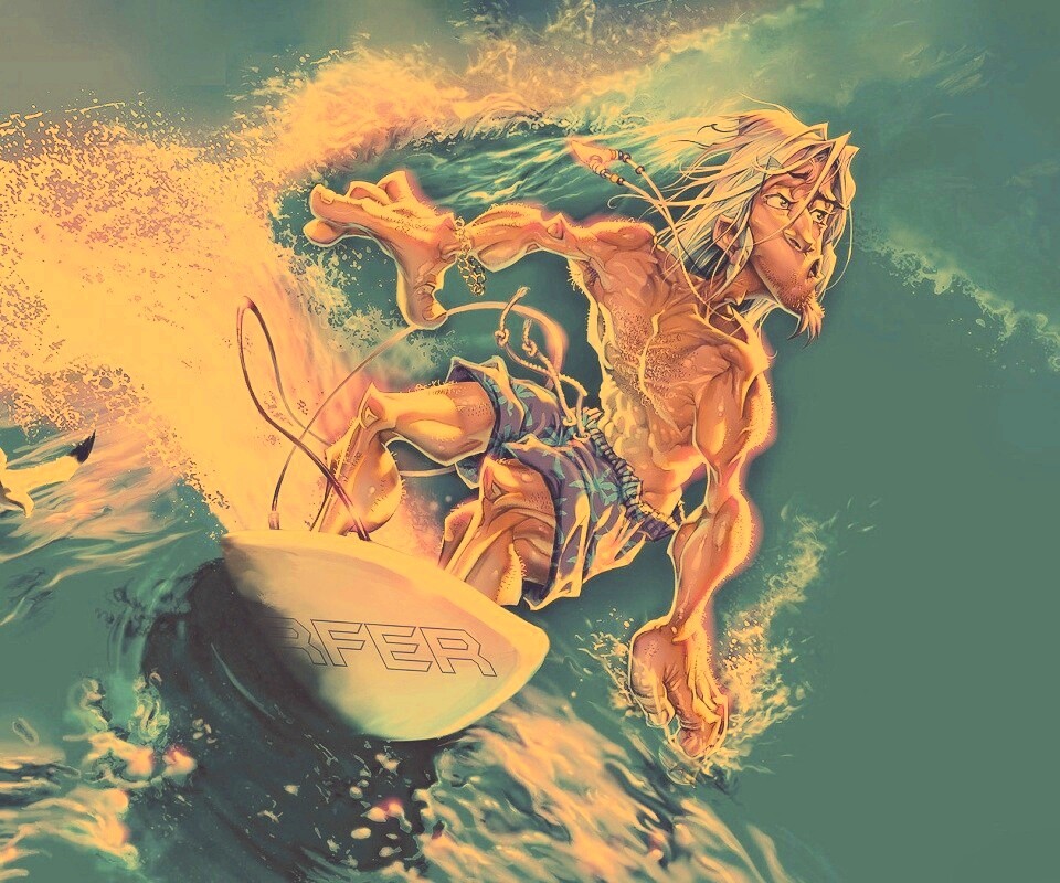 Карикатура на серфера обои