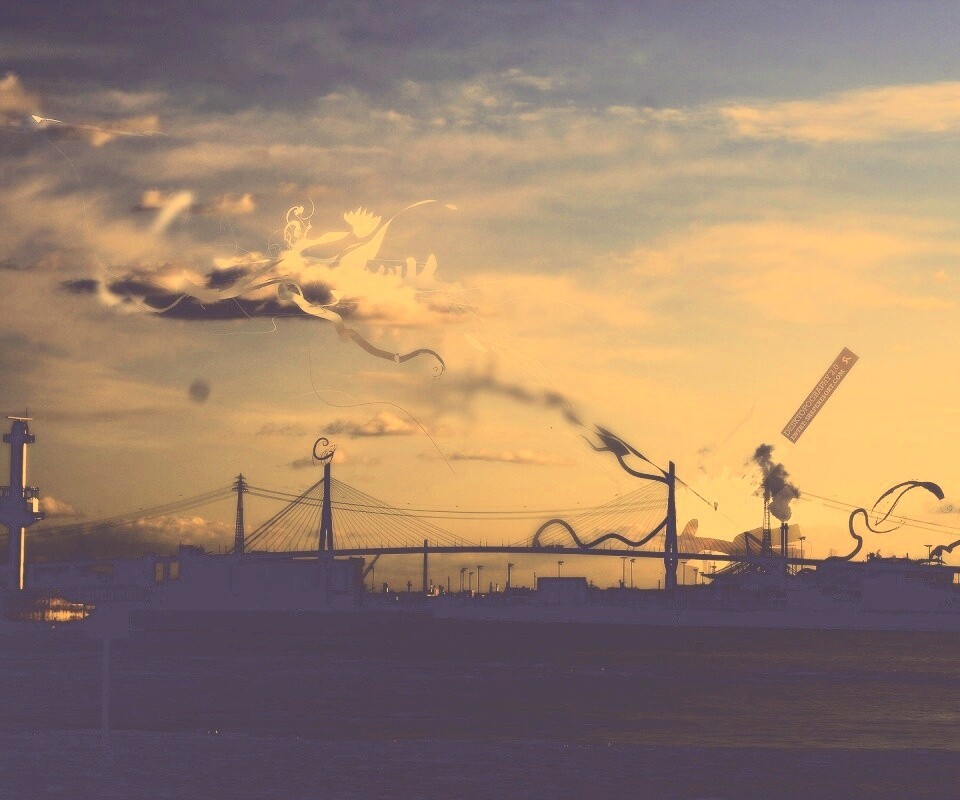 Абстракиця над мостом обои