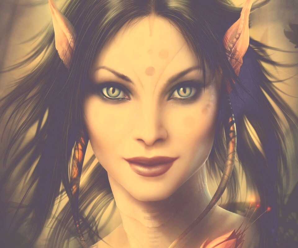 Эльфийка с кошачьими глазами обои
