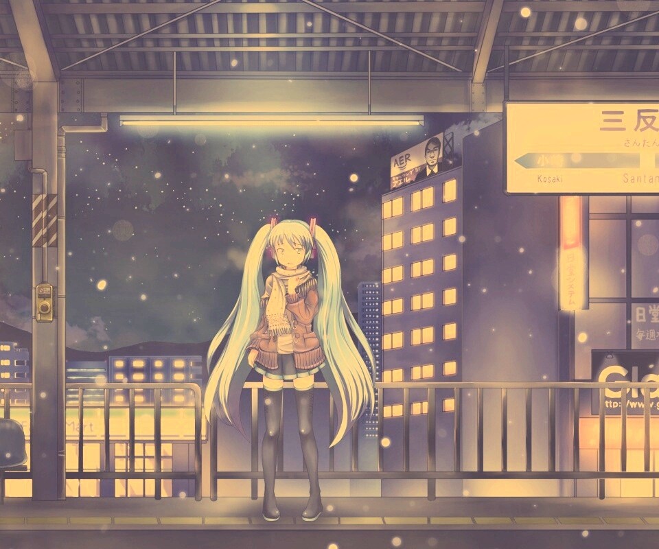 Девочка на остановке обои