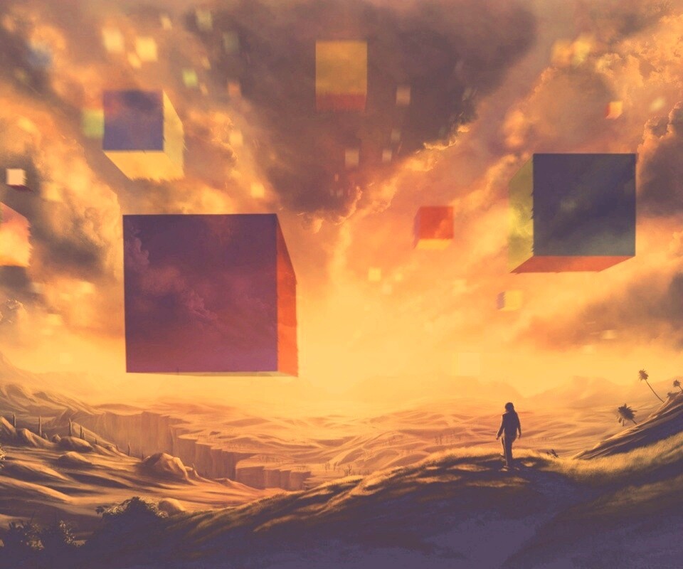 Кубы в небе обои