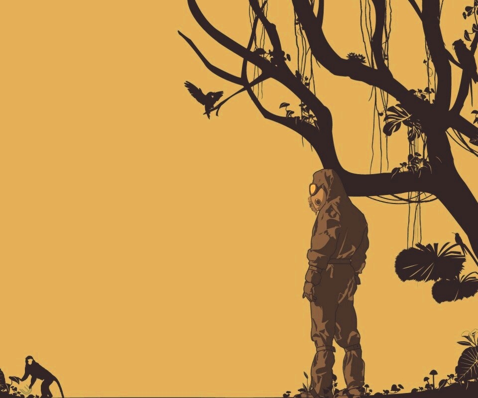 Человек в защитном костюме обои