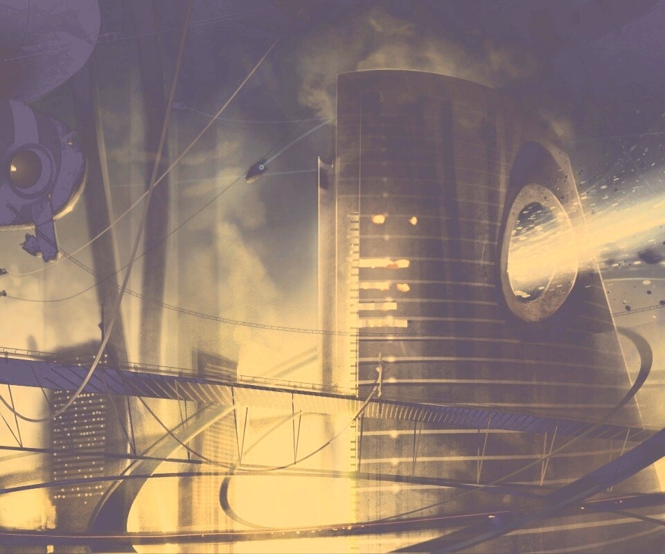 Выброс в городе будущего обои